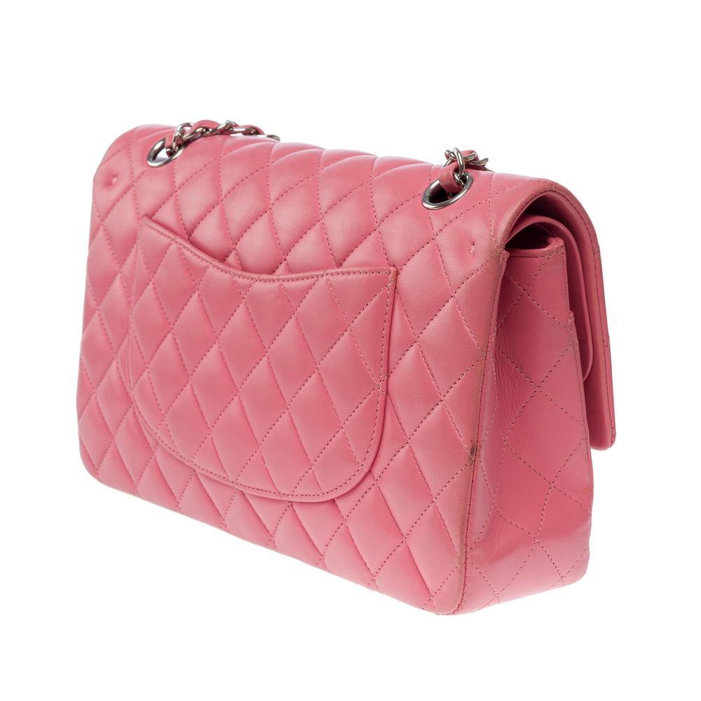 CHANEL Timeless double flap shoulder bag in Pink quilted lambskin leather, SHW - Picture 6 of 12